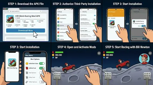 hill climb racing mod apk download steps